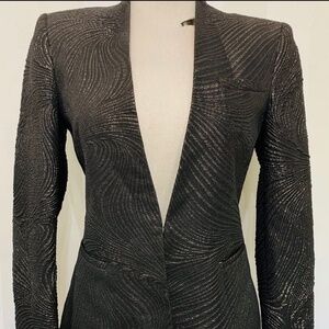 ZARA Festive Metallic Blazer – Black & Gold (Size M)